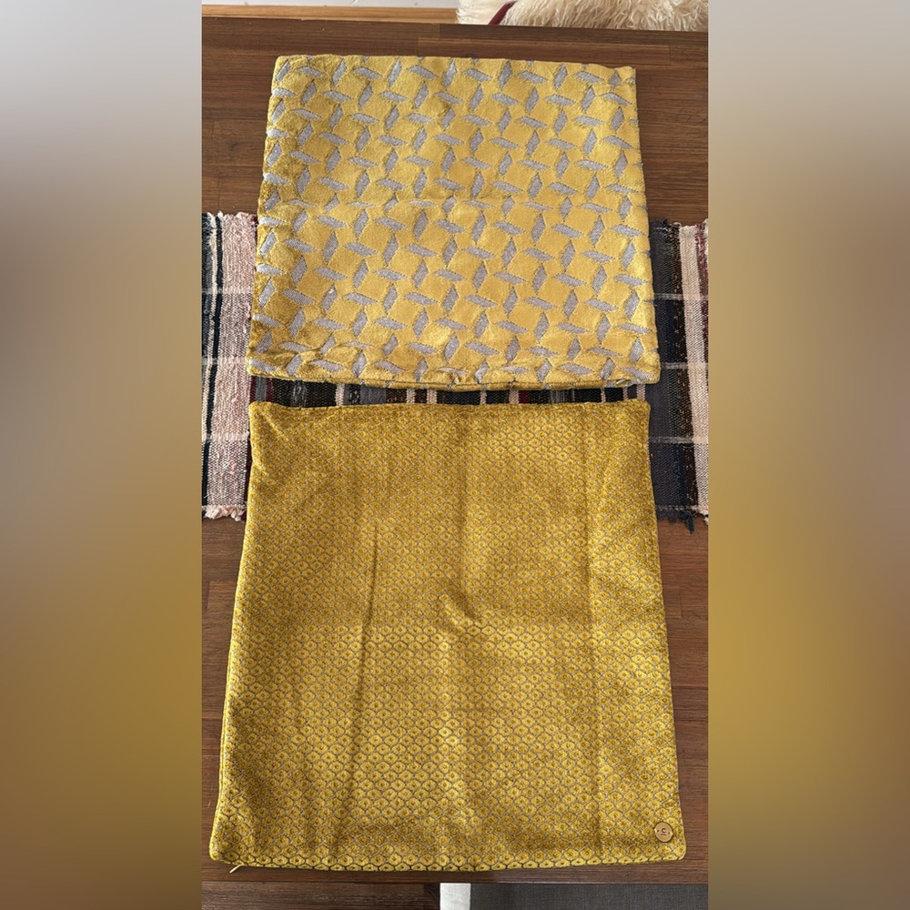 West Elm Yellow Velvet Pillowcase Covers